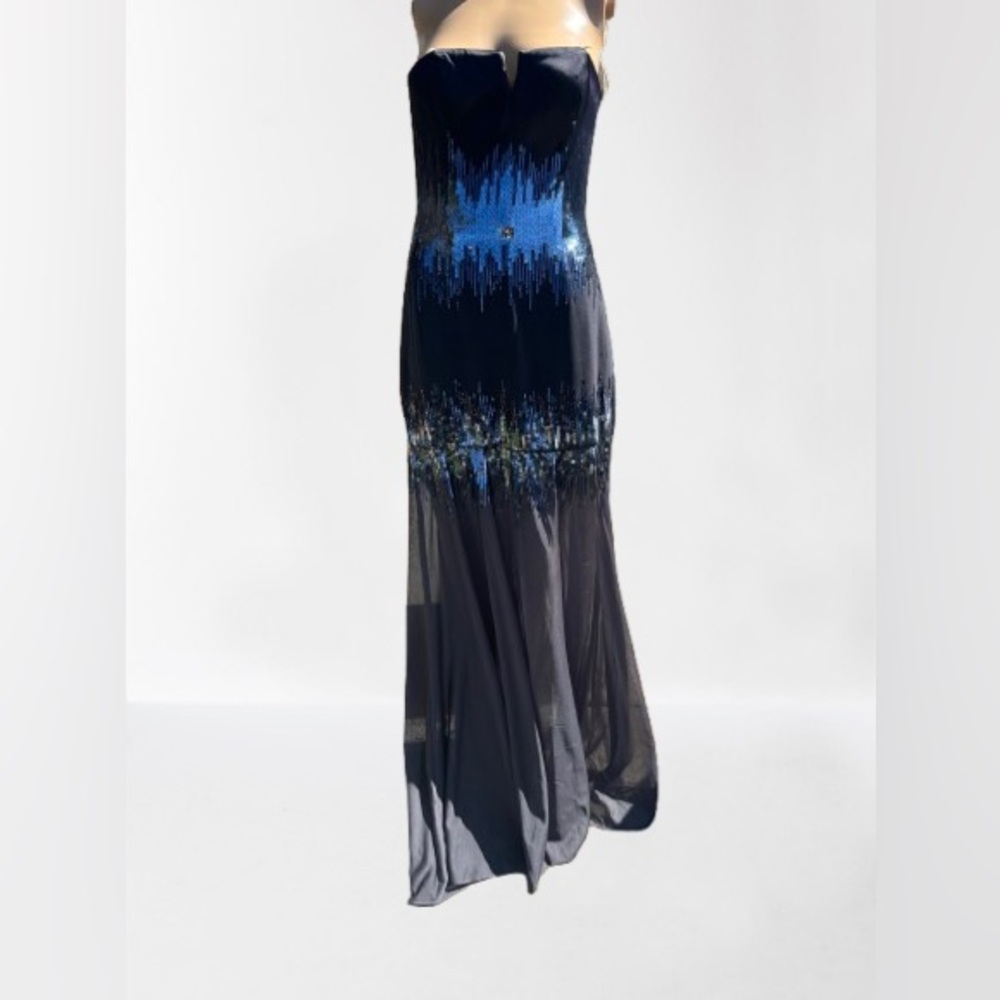 Halton heritage strapless sequin v neck  semi sheer dress size 2